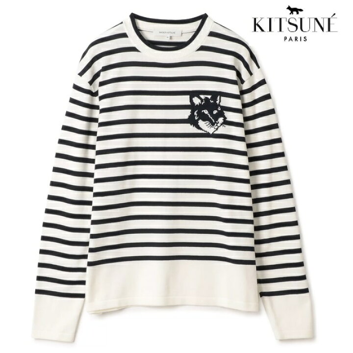 楽天市場】メゾンキツネ Maison kitsune ボーダーニット クルーネック  