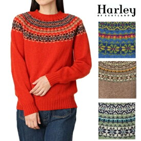 （初売りセール) ハーレーオブスコットランド レディース ニット Harley of scotland ノルディック クルーネック L4827ノルディック柄 CREW NECK SWEATER セーター レディース NOR’EASTERLY プレゼント 妻 彼女 ギフト
