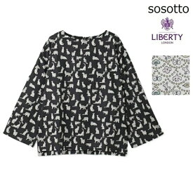 sosotto ソソット リバティ LIBERTYタナローンTブラウス タナローン レディース コットン 猫柄 総柄 ワイドシルエット