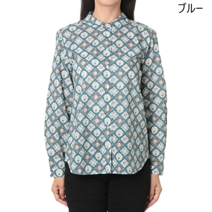 楽天市場】パークス Parkes ブラウス 長袖 シャツ Mサイズ 日本製 総柄 