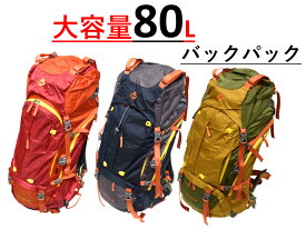 【送料無料　あす楽】 バックパック リュック 80L　大容量 レインカバー　メッシュ素材 防災グッズ 地震対策 登山 アウトドア キャンプ オールシーズン 収納 防災用 災害 緊急用 震災 非常用