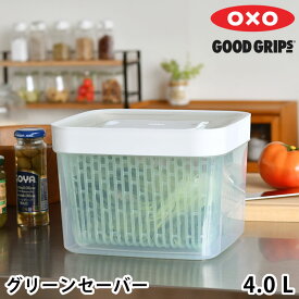 保存容器 プラスチック 四角 オクソー グリーンセーバー フードキーパー 4L フードコンテナー おしゃれ 保存 保管 食洗機対応 活性炭入り コランダー 野菜ストッカー 鮮度 食材 容器 OXO フードキーパー 冷蔵庫 透明