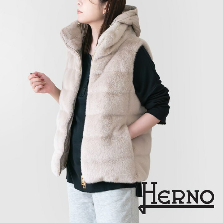 楽天市場】HERNO [ヘルノ]エコファーフーデッドダウンベスト4A 