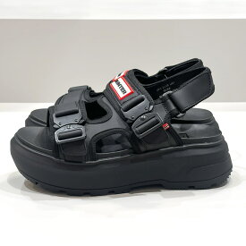 HUNTER [ハンター]ユニセックス シティ リベル ネオ レザー バックル サンダル5S U CITY REBEL NEO LEATHER BUCKLE SANDALUFD3109LEA BLACK ブラックスポーティー / スポサン / 厚底 / ボリューム /