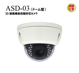 メーカー直販 ASD-03 保証2年 SD sdカード録画 録画 搭載 カメラ ドーム型 高画質 200万画素 オルタプラス 録画機能付き 256GB
