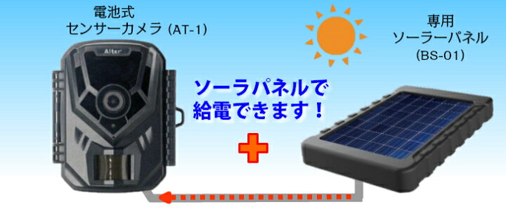 楽天市場】【電池式カメラ＆ソーラーパネルセット】 AT-1 BS-01 セット 