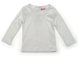 リトル・ラス Little Lass Tシャツ・カットソー 90 女の子 オフホワイト　シルバーラメ　　ボーダー 子供服 ベビー服 キッズ アウトレット ユーズド 【中古】キッズ・ベビー・マタニティ