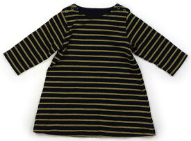 プチバトー PETIT BATEAU ワンピース 60 女の子 ネイビー×ゴールド×ボーダー 子供服 ベビー服 キッズ アウトレット ユーズド 【中古】キッズ・ベビー・マタニティ