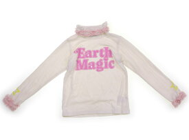 アースマジック EARTHMAGIC Tシャツ・カットソー 130 女の子 オフ白　ピンク　英字柄　チュール 子供服 ベビー服 キッズ アウトレット ユーズド 【中古】キッズ・ベビー・マタニティ