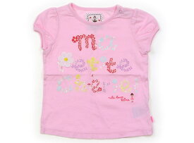 ミキハウス miki HOUSE Tシャツ・カットソー 90 女の子 ピンク、お花ロゴ 子供服 ベビー服 キッズ アウトレット ユーズド 【中古】キッズ・ベビー・マタニティ