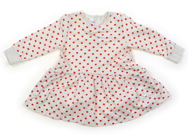 プチバトー PETIT BATEAU ワンピース 70 女の子 白×オレンジ・水玉 子供服 ベビー服 キッズ アウトレット ユーズド 【中古】キッズ・ベビー・マタニティ