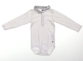 プチバトー PETIT BATEAU ロンパース 80 男の子 白・グレー・星プリント 子供服 ベビー服 キッズ アウトレット ユーズド 【中古】キッズ・ベビー・マタニティ