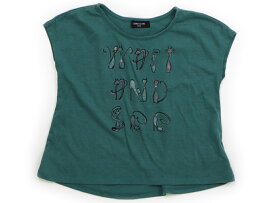 コムサイズム COMME CA ISM Tシャツ・カットソー 100 女の子 グリーン・猫文字 子供服 ベビー服 キッズ アウトレット ユーズド 【中古】キッズ・ベビー・マタニティ