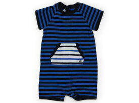 プチバトー PETIT BATEAU カバーオール 70 男の子 ブルー・ネイビーボーダー 子供服 ベビー服 キッズ アウトレット ユーズド 【中古】キッズ・ベビー・マタニティ