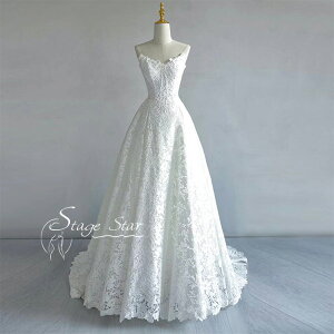 【全品最大30%OFF】ウェディングドレス ウエディングドレス 二次会 結婚式 前撮り ブライダル ロングドレス 花嫁 シンプル Aライン 白 総レース 袖なし 海外挙式 フォトウェディング wedding dr