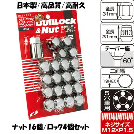 日本製 オートザムレビュー ホイールナット/マツダ/M12X1.5/21mm/メッキ/ブルロック＆ナット4H5H共用【0651】 適合確認済み おすすめ 人気