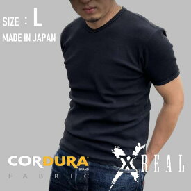 XREAL 超厚手 日本製 無地 Tシャツ ヘビーオンス tシャツ コーデュラ CORDURA® 生地 黒無地 L 13.5OZ スリムタイプ ヘビーウェイト アメカジ アウトドア 嫌なタグ類なし