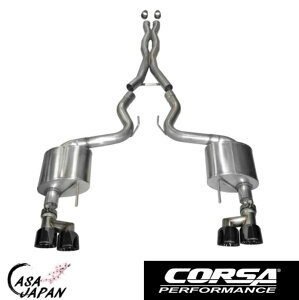 Corsa フォード マスタング GT 5.0L V8 クーペ・ファストバック S550 PREMIUMグレード用 4inch出口4本 2015~2017年 XTREME キャットバック マフラー エキゾースト T304ステンレス ブラックPVDデュアルウォー