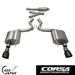 Corsa フォード マスタング エコブースト 2.3T ターボ クーペ・ファストバック 4.5inch出口2本 2015~2023年 SPORT キャットバック マフラー エキゾースト T304ステンレス ブラックPVDデュアルウォールス