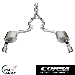 Corsa フォード マスタング GT 5.0L V8 アクティブ無し用 2024年〜 クーペ ・ファストバック XTREME キャットバック マフラー エキゾースト T304ステンレス ポリッシュスラッシュカットチップ コルサ