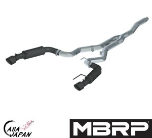 MBRP フォード マスタング 2.3L Ecoboost 2015~2022年 左右出し キャットバック マフラー エキゾースト アルミメッキ鋼 ブラックPC RACE +BS