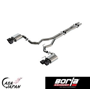 Borla フォード マスタング ダークホース 5.0L V8 クーペ アクティブバルブ付き 出口4本 2024年〜 ATAK キャットバック マフラー エキゾースト T304ステンレス 5inchカーボンファイバーチップ ボーラ