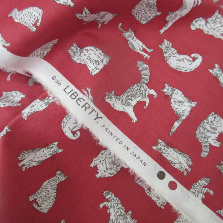 楽天市場】リバティ生地 Meow(ミャオウ) 【動物柄】【ネコ】 国産  