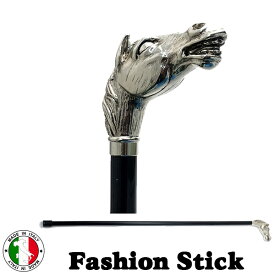 イタリア製 ウォーキング ステッキ ファッション 杖 つえ サラブレッド ホース 競走馬 シルバー 黒 長さ調節 ott-4313sl
