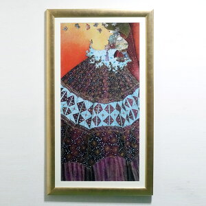 イタリア製 アートフレーム VALERIE MAUGERI ヴァレリー・モージュリ作 【蝶のためのメロディ】 Mlodie pour un papillon 額入り アートポスター 額絵 アンティーク風 ゴールド フレーム 壁掛 europe_plum f