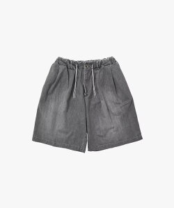 Sillage �V�A�[�W circular short pants black denim bleached �T�[�L���A���[�V���[�g�p���c �u���b�N�f�j�� �u���[�` �W�[���Y
