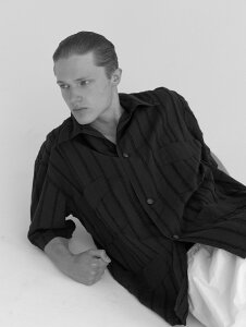Marvine Pontiak Shirt Makers �}�[�r���|���e�B�A�b�N�V���c���[�J�[�Y Bubbly SH Black Fringe MPSM-2204S �I�[�v���J���[ �X�g���C�v�L���[�o�V���c
