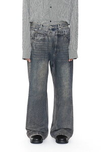 CODA �R�[�_ GREY ACID WASH DUAL EXPOSURE BREAK CUT FLARED JEANS �W�[���Y �t���A