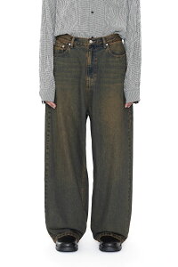 CODA �R�[�_ BLACK BROWN WASHED DISTRESSED EXTENDED CUT LUFT JEANS �W�[���Y �f�j�� �p���c
