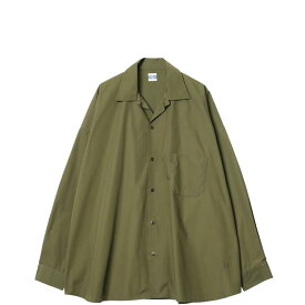 ARMY TWILL / Cotton/Polyester Plain Big Shirt KHAKI アーミーツイル COUPON配布中