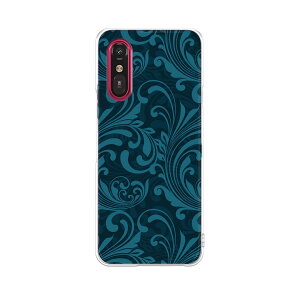 らくらくスマートフォン a A401FC 用 a401fc ケース カバー ハードケース 008239 青 ブルー ブラック 黒 植物 模様