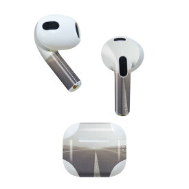 AirPods 第3世代 専用 デザインスキンシール airpods 3 用 エアポッド 3 用 第三世代（2021）対応 2枚入り 各2枚セット イヤホン カバー デコレーション アクセサリー デコシール 025812 道路　風景