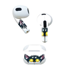 AirPods 第3世代 専用 デザインスキンシール airpods 3 用 エアポッド 3 用 第三世代（2021）対応 2枚入り 各2枚セット イヤホン カバー デコレーション アクセサリー デコシール 026172 動物　ネコ　猫