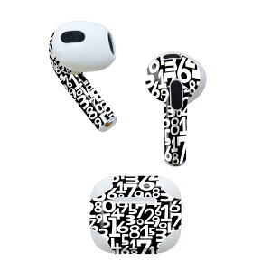 AirPods 第3世代 専用 デザインスキンシール airpods 3 用 エアポッド 3 用 第三世代(2021)対応 2枚入り 各2枚セット イヤホン カバー デコレーション アクセサリー デコシール 011061 数字 文字