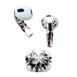 AirPods 第3世代 専用 デザインスキンシール airpods 3 用 エアポッド 3 用 第三世代(2021)対応 2枚入り 各2枚セット イヤホン カバー デコレーション アクセサリー デコシール 018300 アート 水墨画