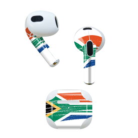 AirPods 第3世代 専用 デザインスキンシール airpods 3 用 エアポッド 3 用 第三世代（2021）対応 2枚入り 各2枚セット イヤホン カバー デコレーション アクセサリー デコシール 018563 国旗 south-africa 南アフリカ