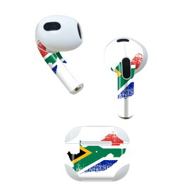 AirPods 第3世代 専用 デザインスキンシール airpods 3 用 エアポッド 3 用 第三世代（2021）対応 2枚入り 各2枚セット イヤホン カバー デコレーション アクセサリー デコシール 018950 国旗 south_africa 南アフリカ