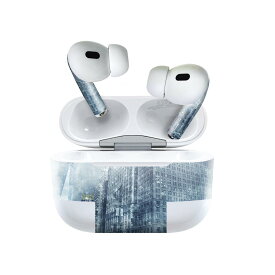 Air Pods Pro2 / Pro1 専用 デザインスキンシール airpods エアポッド apple アップル AirPods Pro 第1世代 airpodsPro 第2世代 対応 イヤホン カバー デコレーション アクセサリー デコシール 025864 雪　冬　霧　ビル