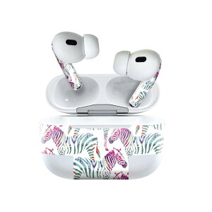 Air Pods Pro2 / Pro1 専用 デザインスキンシール airpods エアポッド apple アップル AirPods Pro 第1世代 airpodsPro 第2世代 対応 イヤホン カバー デコレーション アクセサリー デコシール 011578 ゼブラ柄