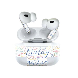 Air Pods Pro2 / Pro1 専用 デザインスキンシール airpods エアポッド apple アップル AirPods Pro 第1世代 airpodsPro 第2世代 対応 イヤホン カバー デコレーション アクセサリー デコシール 014271 英語 カラ