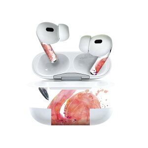 Air Pods Pro2 / Pro1 専用 デザインスキンシール airpods エアポッド apple アップル AirPods Pro 第1世代 airpodsPro 第2世代 対応 イヤホン カバー デコレーション アクセサリー デコシール 014351 フラミンゴ