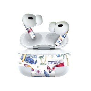 Air Pods Pro2 / Pro1 専用 デザインスキンシール airpods エアポッド apple アップル AirPods Pro 第1世代 airpodsPro 第2世代 対応 イヤホン カバー デコレーション アクセサリー デコシール 014579 海 ヤシの