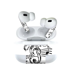 Air Pods Pro2 / Pro1 専用 デザインスキンシール airpods エアポッド apple アップル AirPods Pro 第1世代 airpodsPro 第2世代 対応 イヤホン カバー デコレーション アクセサリー デコシール 014850 音楽 白黒