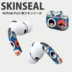 Air Pods Pro3 専用 デザインスキンシール エアポッド AirPods Pro 第3世代 対応 2枚入り イヤホン カバー デコレーション アクセサリー デコシール 高品質再剥離性シート 008093 ハート ヒゲ イラ