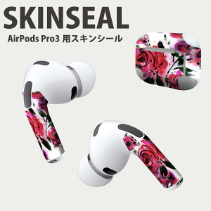 Air Pods Pro3 専用 デザインスキンシール エアポッド AirPods Pro 第3世代 対応 2枚入り イヤホン カバー デコレーション アクセサリー デコシール 高品質再剥離性シート 011132 花 バラ ピンク