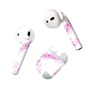 Air Pods 専用 デザインスキンシール airpods エアポッド apple アップル AirPods 第一世代(2016)airpods2 第二世代(2019)対応 イヤホン カバー デコレーション アクセサリー デコシール 005311 桜 音